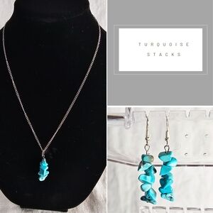 Turquoise Stacks Necklace and Earrings Set